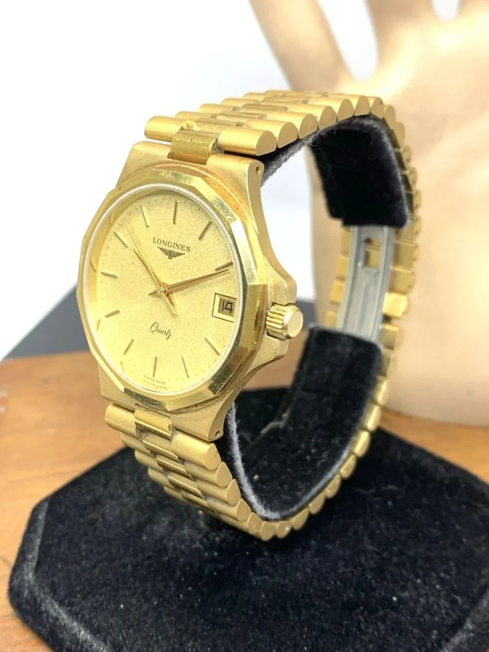 Longines Men's Watch Vintage Swiss Quartz Date Gold Stainless Steel 34mm